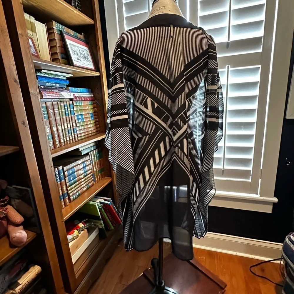 Vince Camuto Black and White Striped Swim Cover-Up